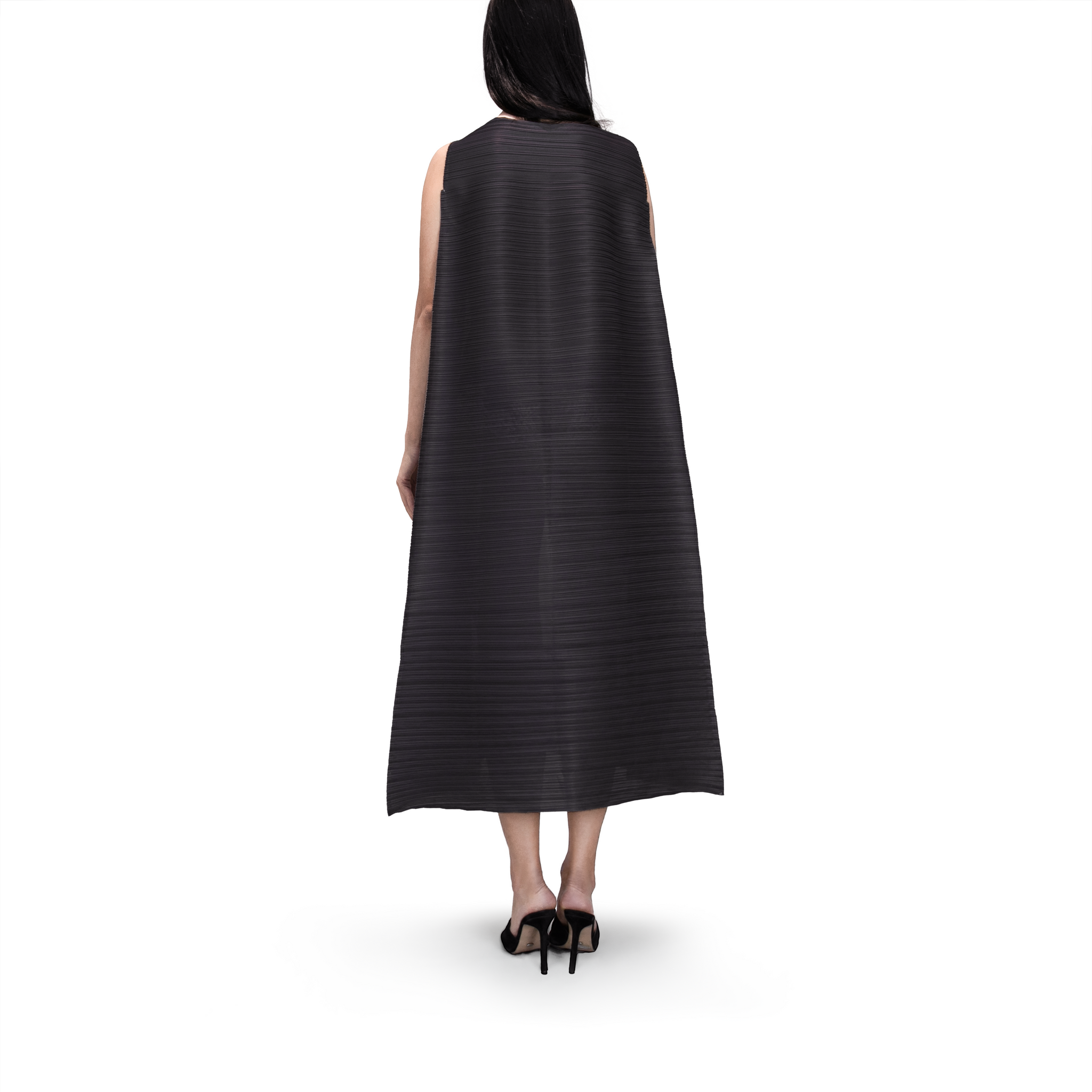 Pleated geometric side-fold dress