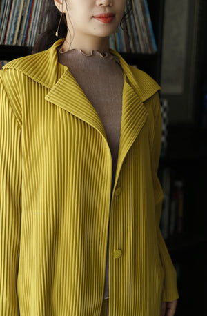 Pleated button-up jacket