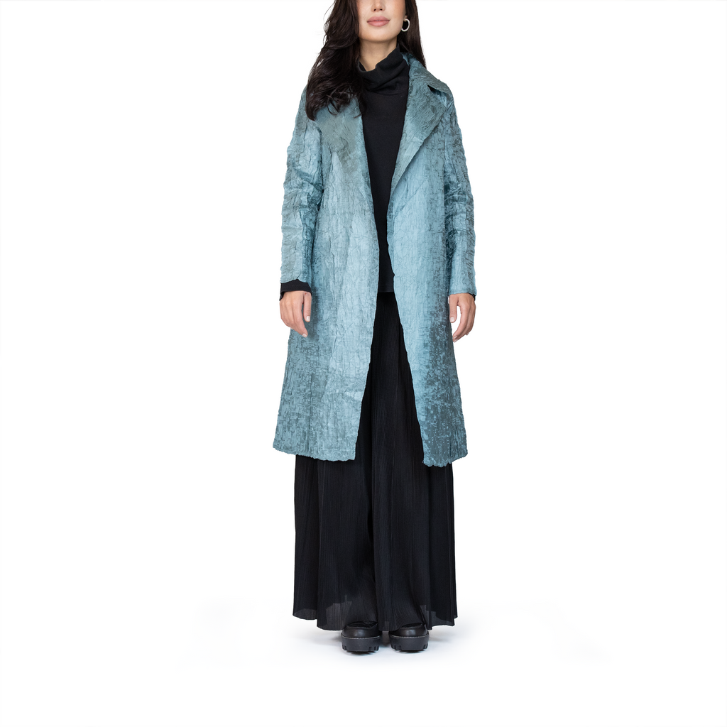Organic pleated midi coat