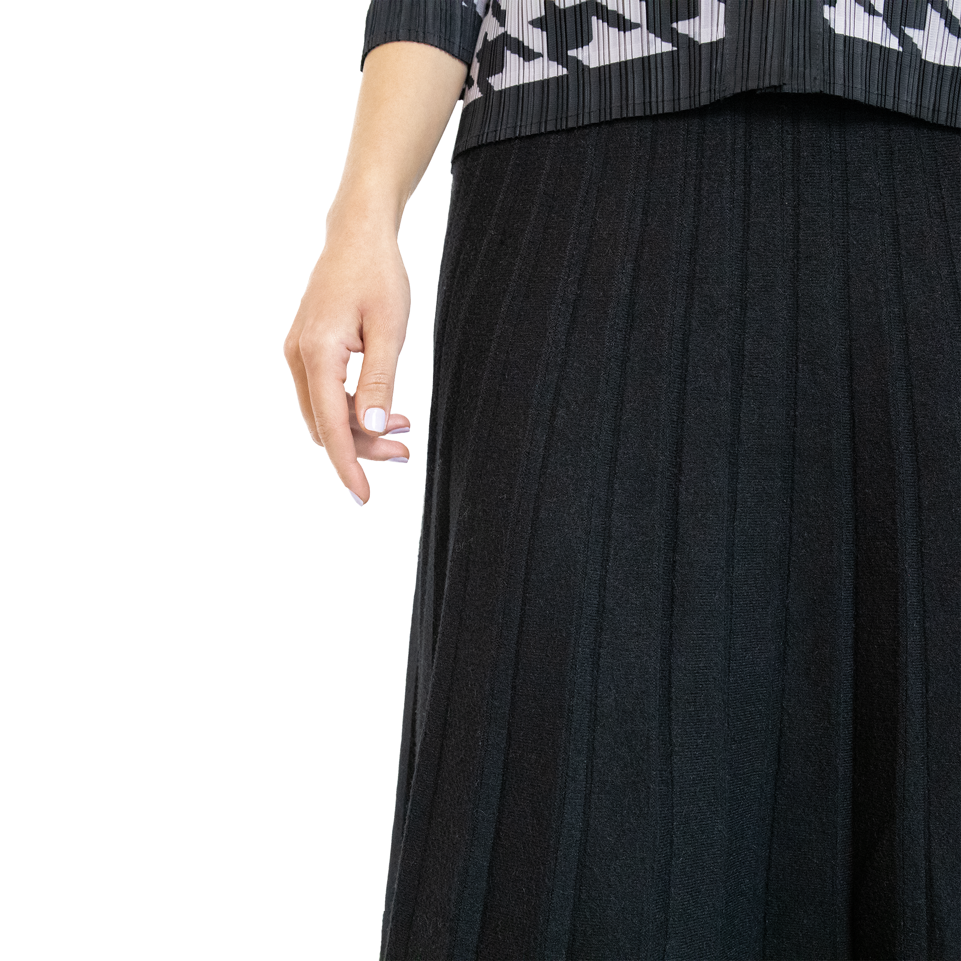 Stripe knit mdi skirt