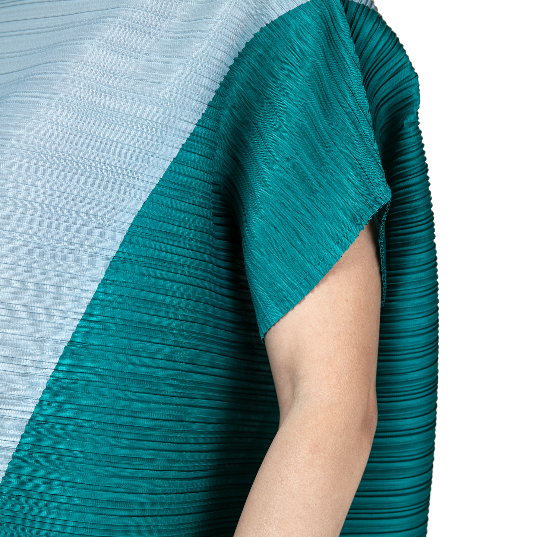 Pleated asymmetric diagonal cut dress