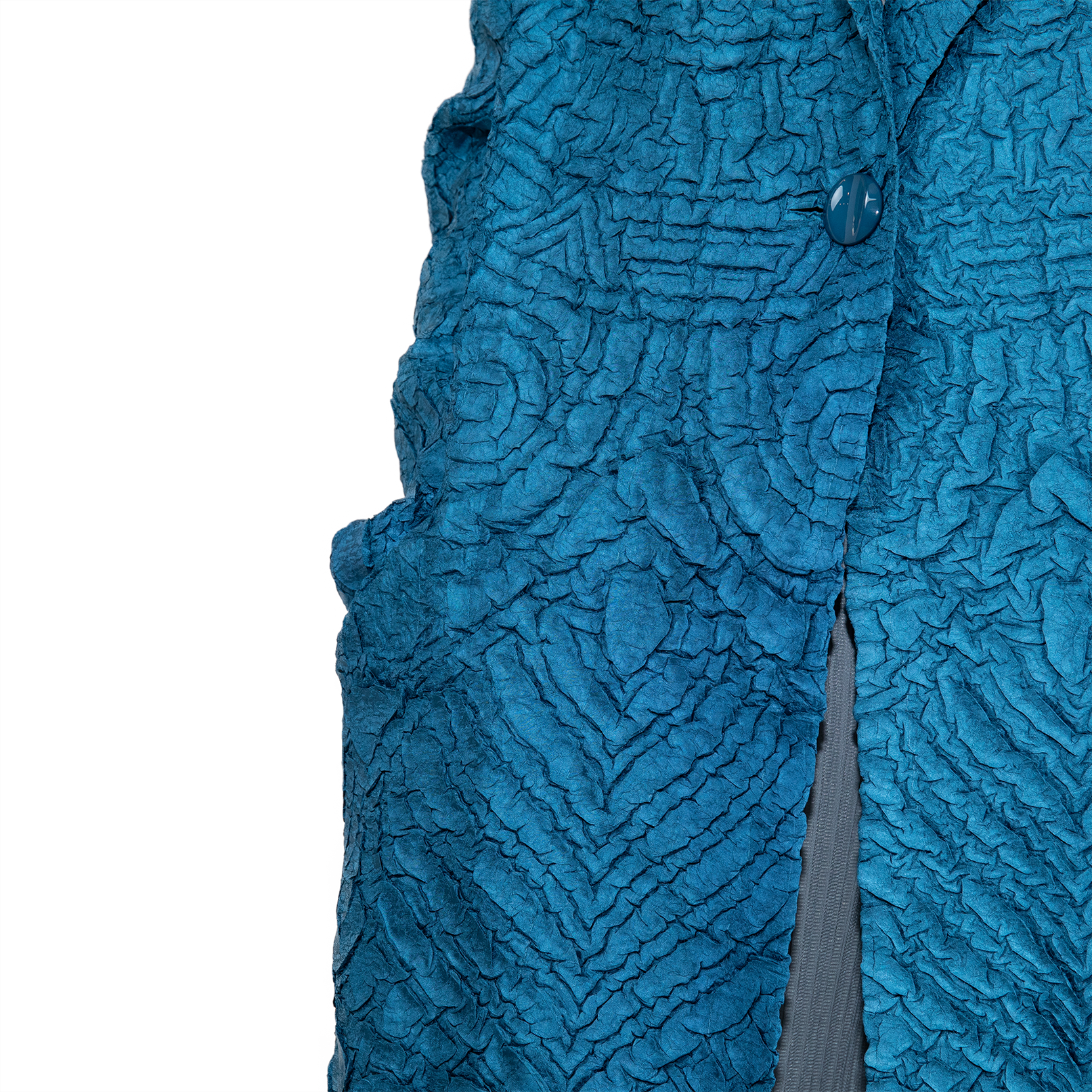 Crinkle textured button-open coat