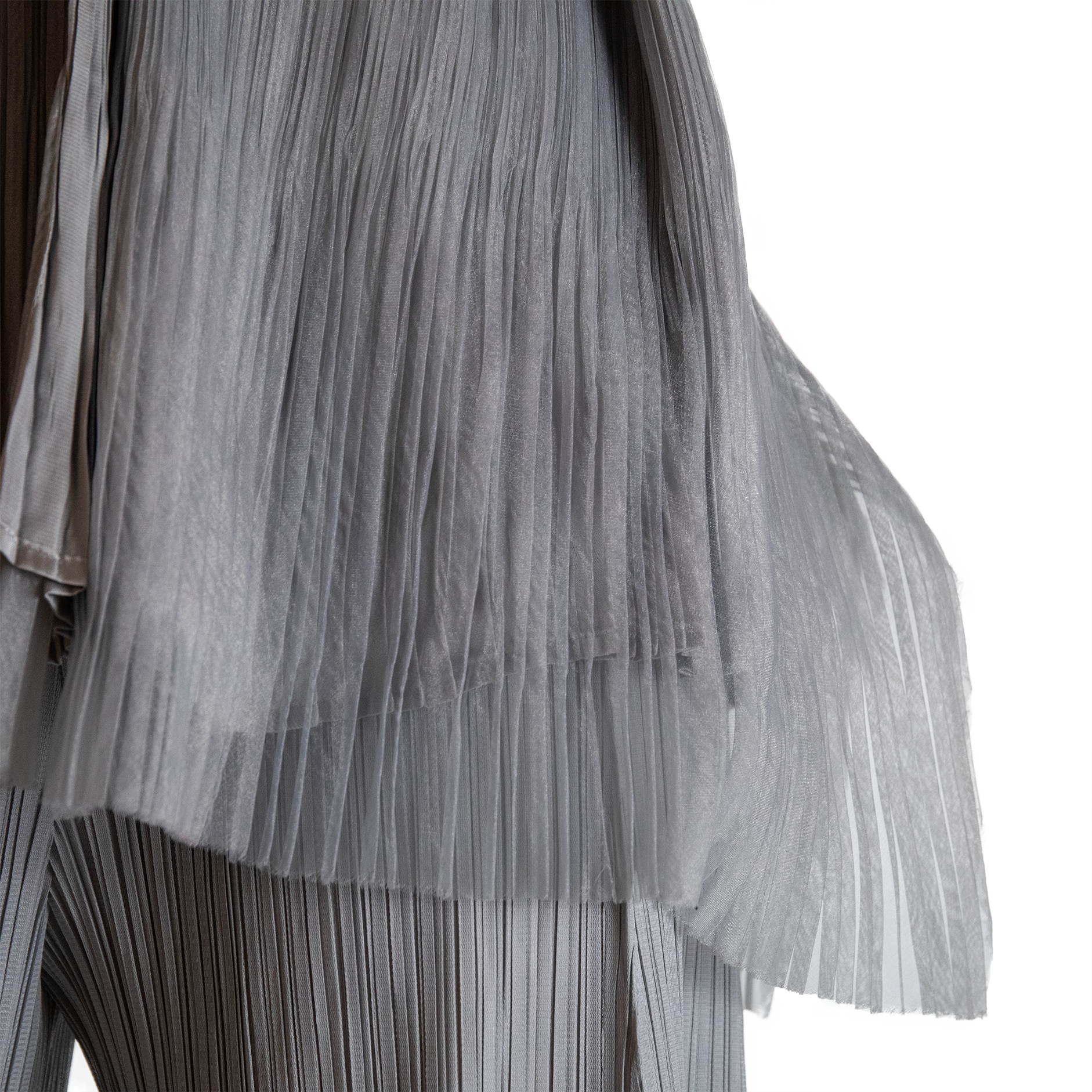 Pleated sheer layer  button-up jacket