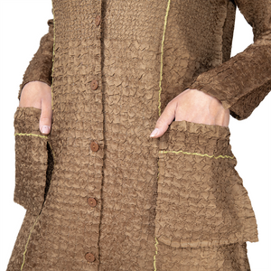 Crinkle textured midi jacket