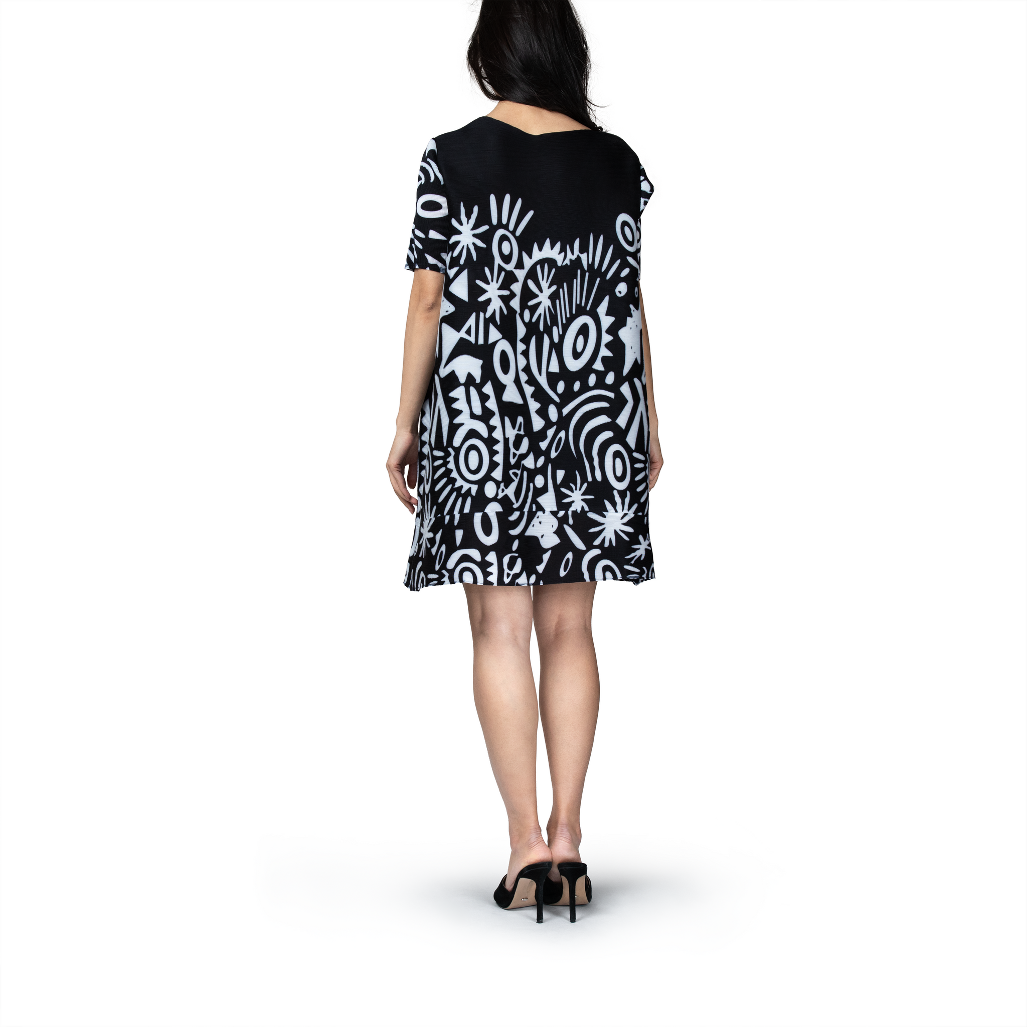 Pleated doodle pop dress