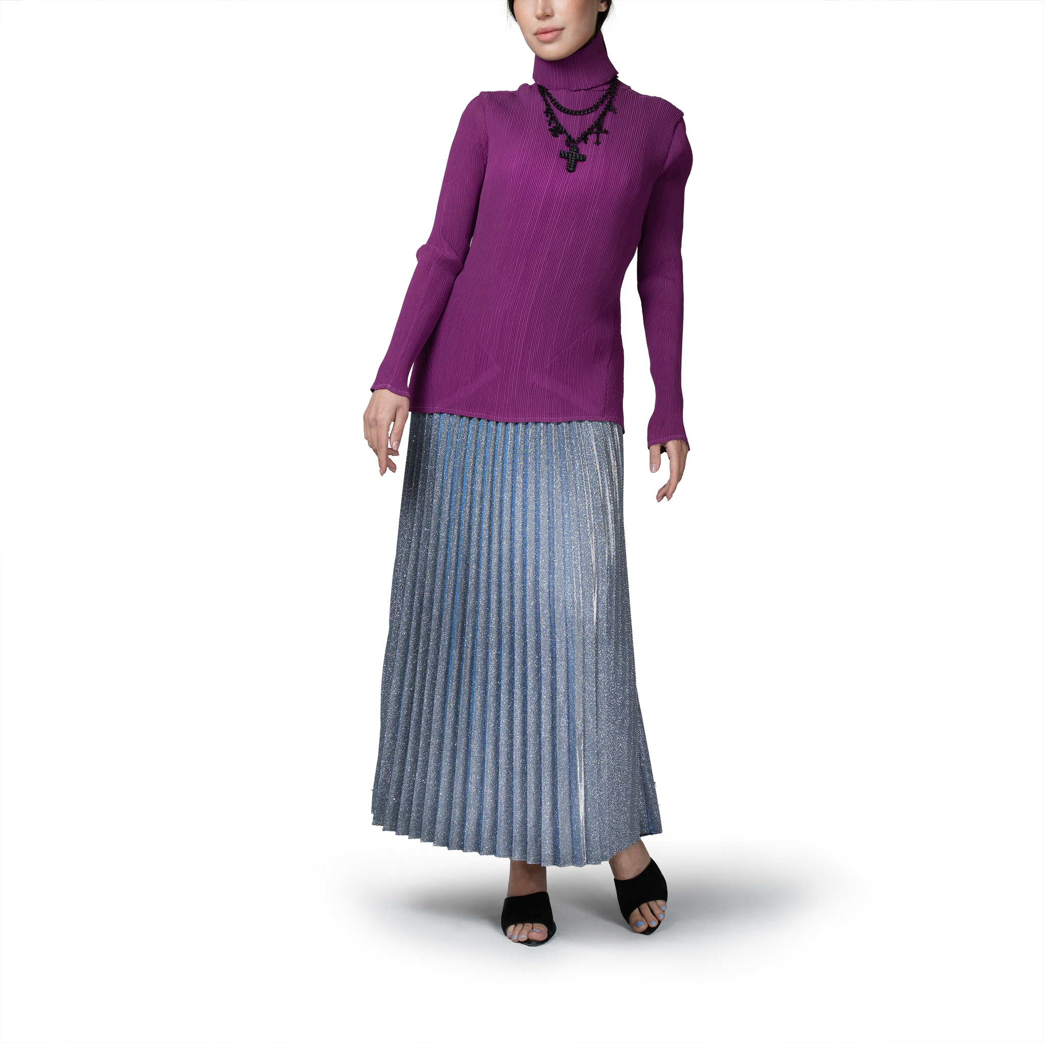 Pleated hight-neck top