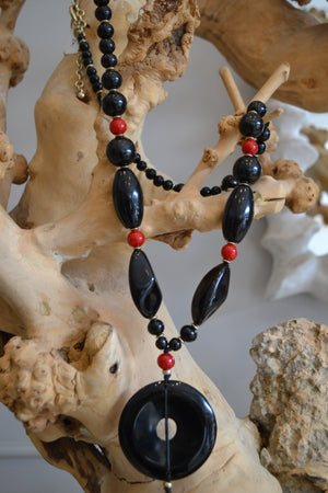 Back Beaded Gong Necklace