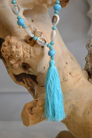 Blue Tassel Shell Necklace