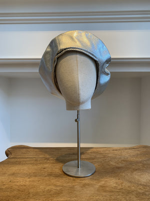 Silver Leather Beret
