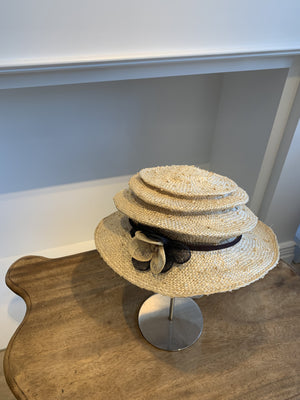 Beige Straw Flower Beach Hat