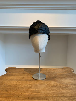 High End Black Leather Jewelry Hat