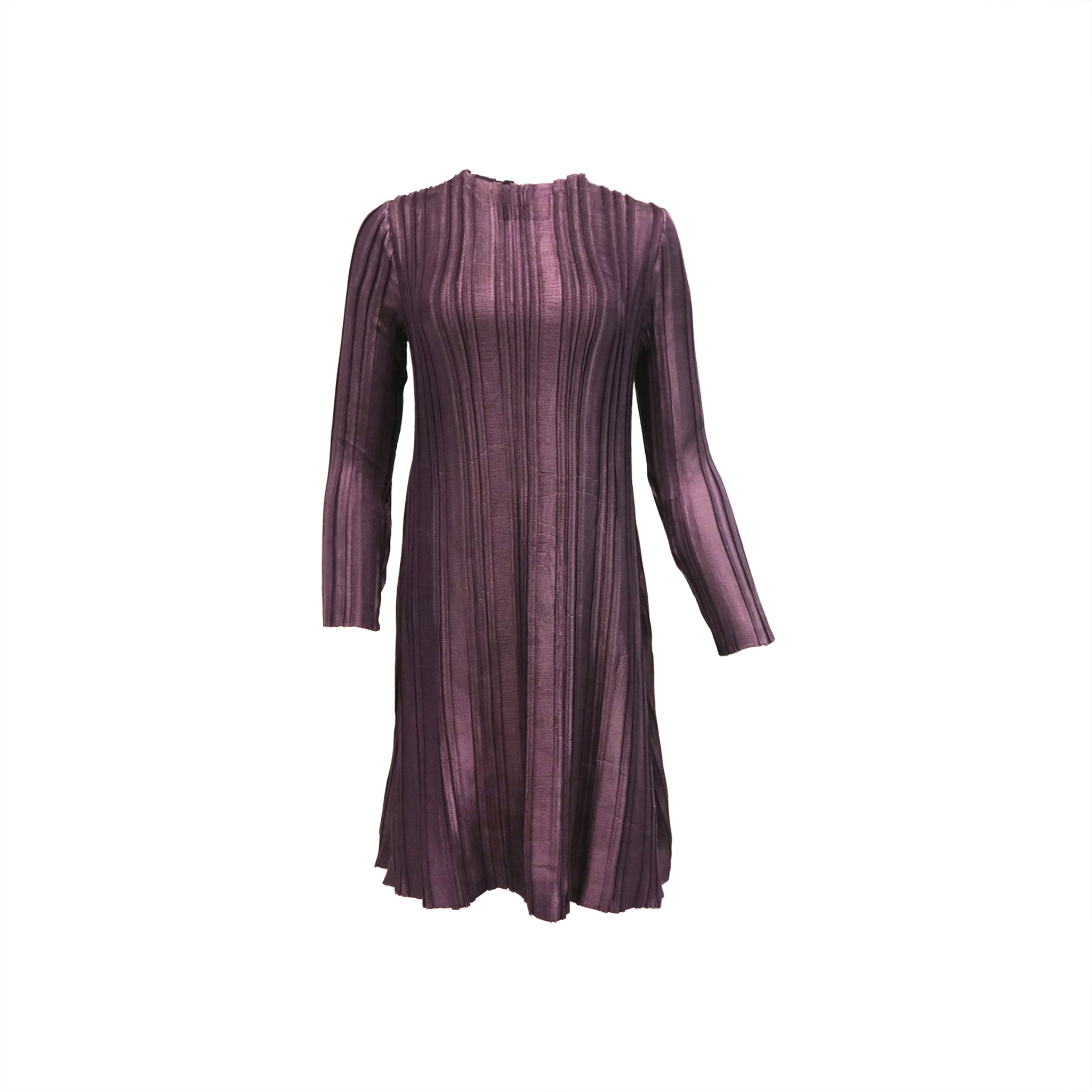 Long Sleeves Textured Pleated Dress