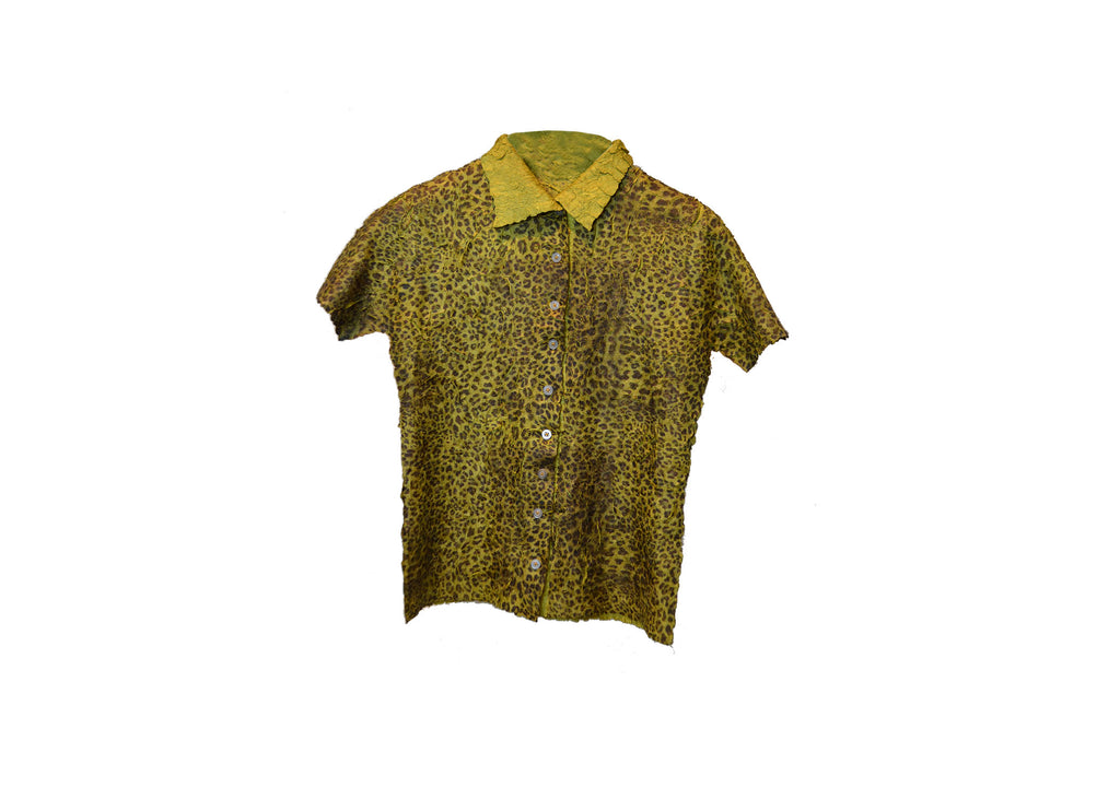 The green leopard button down